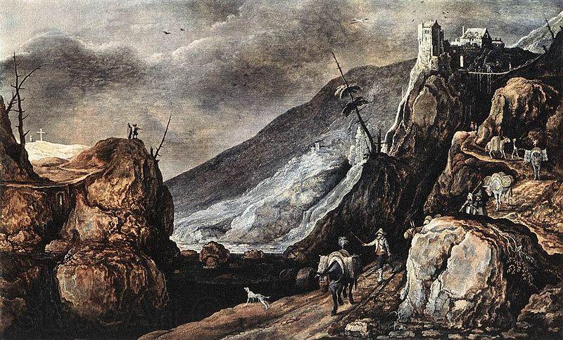 Joos de Momper Landscape with the Temptation of Christ Norge oil painting art